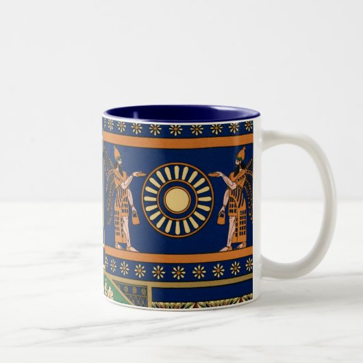 Assyrisches Vintages Muster Zweifarbige Tasse (Rechts)