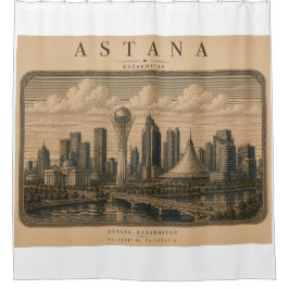 Astana | Vintage Travel City Design Duschvorhang