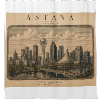 Astana | Vintage Travel City Design Duschvorhang