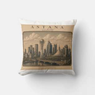 Astana   Vintage Travel City Design Kissen