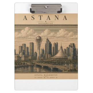Astana | Vintage Travel City Design Klemmbrett