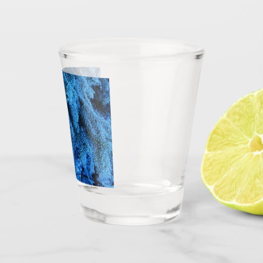 Äste mit Schnee und Frost bedeckt Schnapsglas (Rechts)