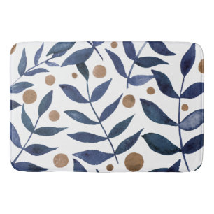 Äste und Beeren mit Aquarellfarben - Indigo und Be Badematte