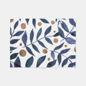 Äste und Beeren mit Aquarellfarben - Indigo und Be Fleecedecke (Vorderseite (Horizontal))