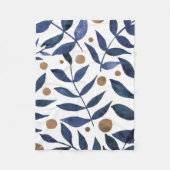 Äste und Beeren mit Aquarellfarben - Indigo und Be Fleecedecke (Vorderseite)