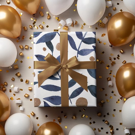 Äste und Beeren mit Aquarellfarben - Indigo und Be Geschenkpapier Set