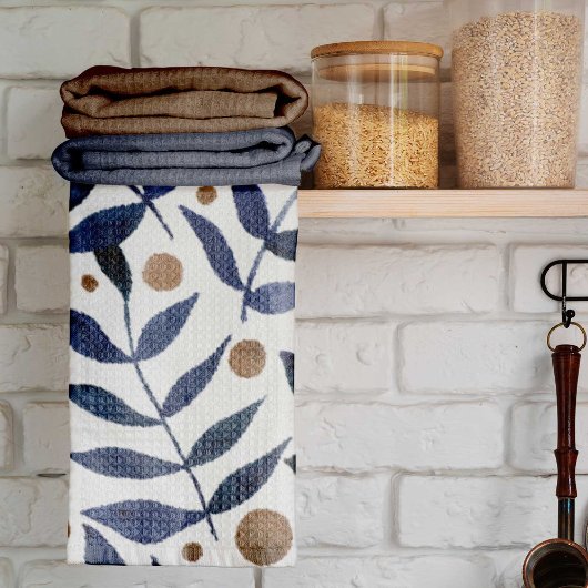 Äste und Beeren mit Aquarellfarben - Indigo und Be Geschirrtuch