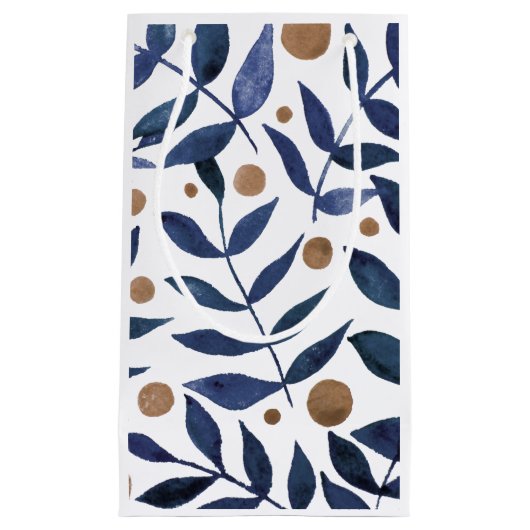Äste und Beeren mit Aquarellfarben - Indigo und Be Kleine Geschenktüte (Vorderseite)