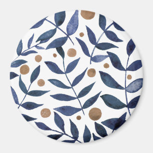 Äste und Beeren mit Aquarellfarben - Indigo und Be Magnet