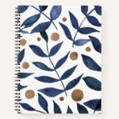 Äste und Beeren mit Aquarellfarben - Indigo und Be Notizblock (Vorderseite)