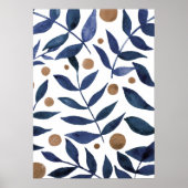 Äste und Beeren mit Aquarellfarben - Indigo und Be Poster (Vorne)