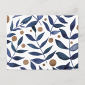 Äste und Beeren mit Aquarellfarben - Indigo und Be Postkarte (Vorderseite)