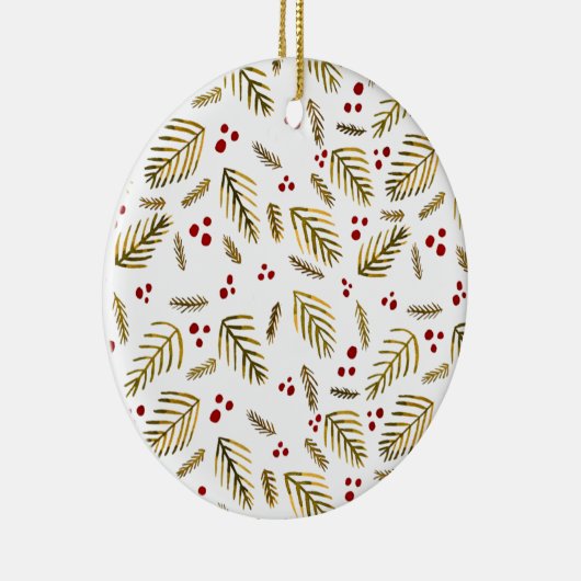 Äste und Beeren von Weihnachtsbaumen - Bernstein Keramik Ornament (Rechts)