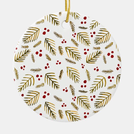 Äste und Beeren von Weihnachtsbaumen - Bernstein Keramik Ornament (Vorne)