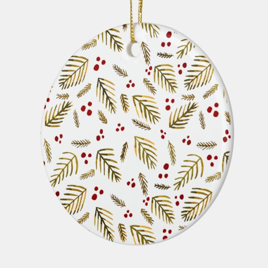 Äste und Beeren von Weihnachtsbaumen - Bernstein Keramik Ornament (Links)