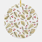 Äste und Beeren von Weihnachtsbaumen - Bernstein Keramik Ornament (Hinten)