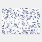Äste und Beeren von Weihnachtsbaumen - blau Geschenkpapier Set (Vorderseite 3)