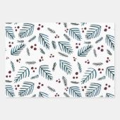 Äste und Beeren von Weihnachtsbaumen - dunkel aqua Geschenkpapier Set (Vorderseite 2)