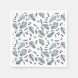 Äste und Beeren von Weihnachtsbaumen - dunkel aqua Serviette