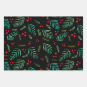 Äste und Beeren von Weihnachtsbaumen - dunkel Geschenkpapier Set (Vorderseite 2)