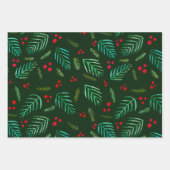 Äste und Beeren von Weihnachtsbaumen - dunkelgrün Geschenkpapier Set (Vorderseite 2)
