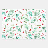 Äste und Beeren von Weihnachtsbaumen - rot und grü Geschenkpapier Set (Vorderseite)