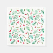 Äste und Beeren von Weihnachtsbaumen - rot und grü Serviette (Vorderseite)