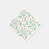 Äste und Beeren von Weihnachtsbaumen - rot und grü Serviette (Ecke)