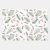 Äste und Beeren von Weihnachtsbaumen - Vintag Geschenkpapier Set (Vorderseite)