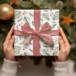 Äste und Beeren von Weihnachtsbaumen - Vintag Geschenkpapier Set