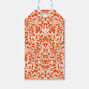 Äste und Blätter aus Eichen, Damastmuster im Dunke Geschenkanhänger