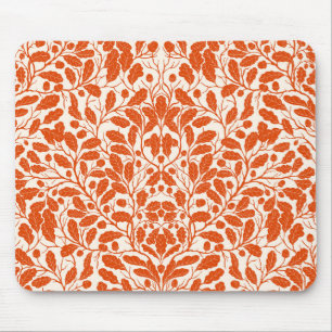 Äste und Blätter aus Eichen, Damastmuster im Dunke Mousepad