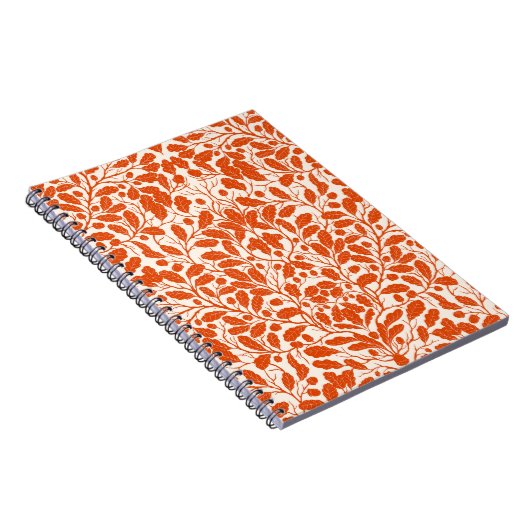 Äste und Blätter aus Eichen, Damastmuster im Dunke Notizblock (Rechte Seite)