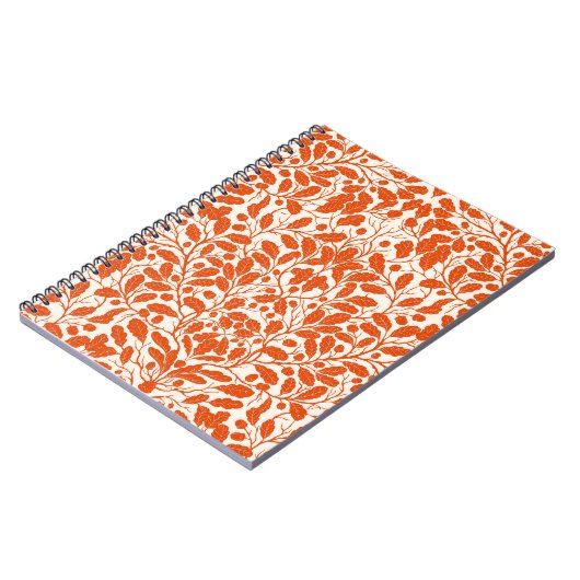 Äste und Blätter aus Eichen, Damastmuster im Dunke Notizblock (Linke Seite)