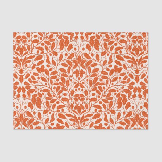 Äste und Blätter aus Eichen, Damastmuster im Dunke Seidenpapier (Vorderseite)