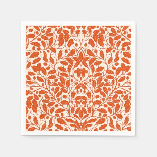 Äste und Blätter aus Eichen, Damastmuster im Dunke Serviette (Vorderseite)