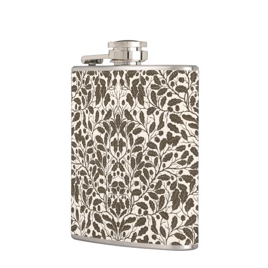 Äste und Blätter aus Eichen, Damastmuster in braun Flachmann (Links)