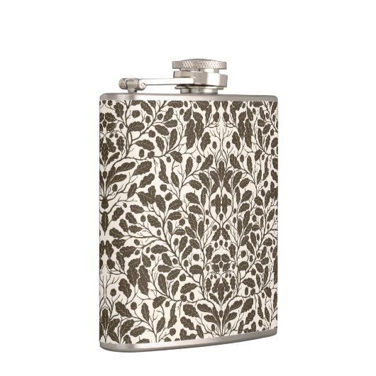 Äste und Blätter aus Eichen, Damastmuster in braun Flachmann (Rechts)