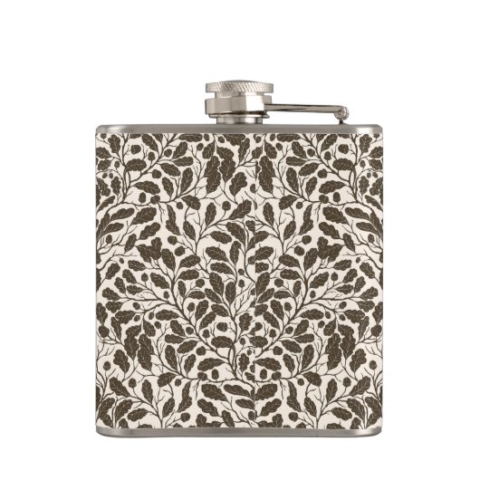 Äste und Blätter aus Eichen, Damastmuster in braun Flachmann (Rückseite)