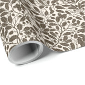 Äste und Blätter aus Eichen, Damastmuster in braun Geschenkpapier (Rolleneckpunkt)