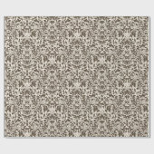 Äste und Blätter aus Eichen, Damastmuster in braun Geschenkpapier (Flach)