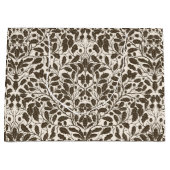 Äste und Blätter aus Eichen, Damastmuster in braun Große Geschenktüte (Vorderseite)