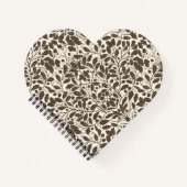 Äste und Blätter aus Eichen, Damastmuster in braun Notizblock (Vorderseite)