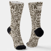 Äste und Blätter aus Eichen, Damastmuster in braun Socken (Gewinkelt)