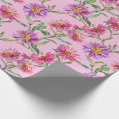 Aster Birthday Blume September Wasserfarbe Geschenkpapier (Ecke)