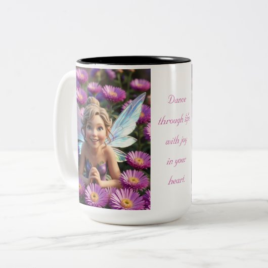 Aster Blume Fairy Zweifarbige Tasse (Vorderseite Links)
