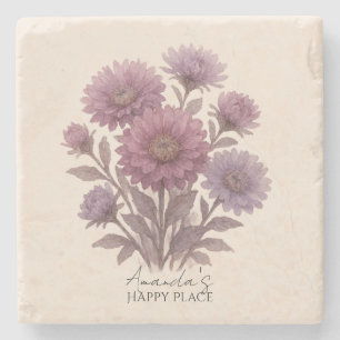 Aster-Blumen-Untersetzer, Personalisierte Blumen Steinuntersetzer