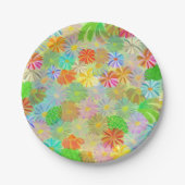 Aster & Cone Blume & tropische Blätter Aquarell Pappteller (Vorderseite)