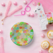 Aster & Cone Blume & tropische Blätter Aquarell Pappteller (Party)