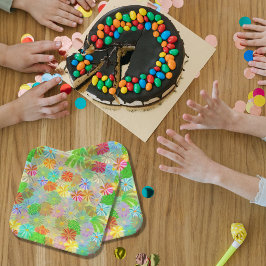 Aster & Cone Blume & tropische Blätter Aquarell Pappteller
